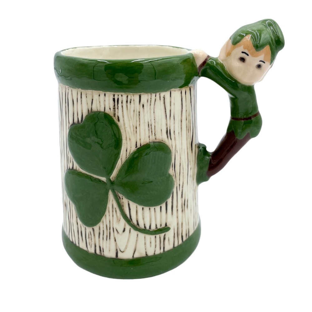 Vintage Pixie Fairy Leprechaun Shamrock Clover Mug